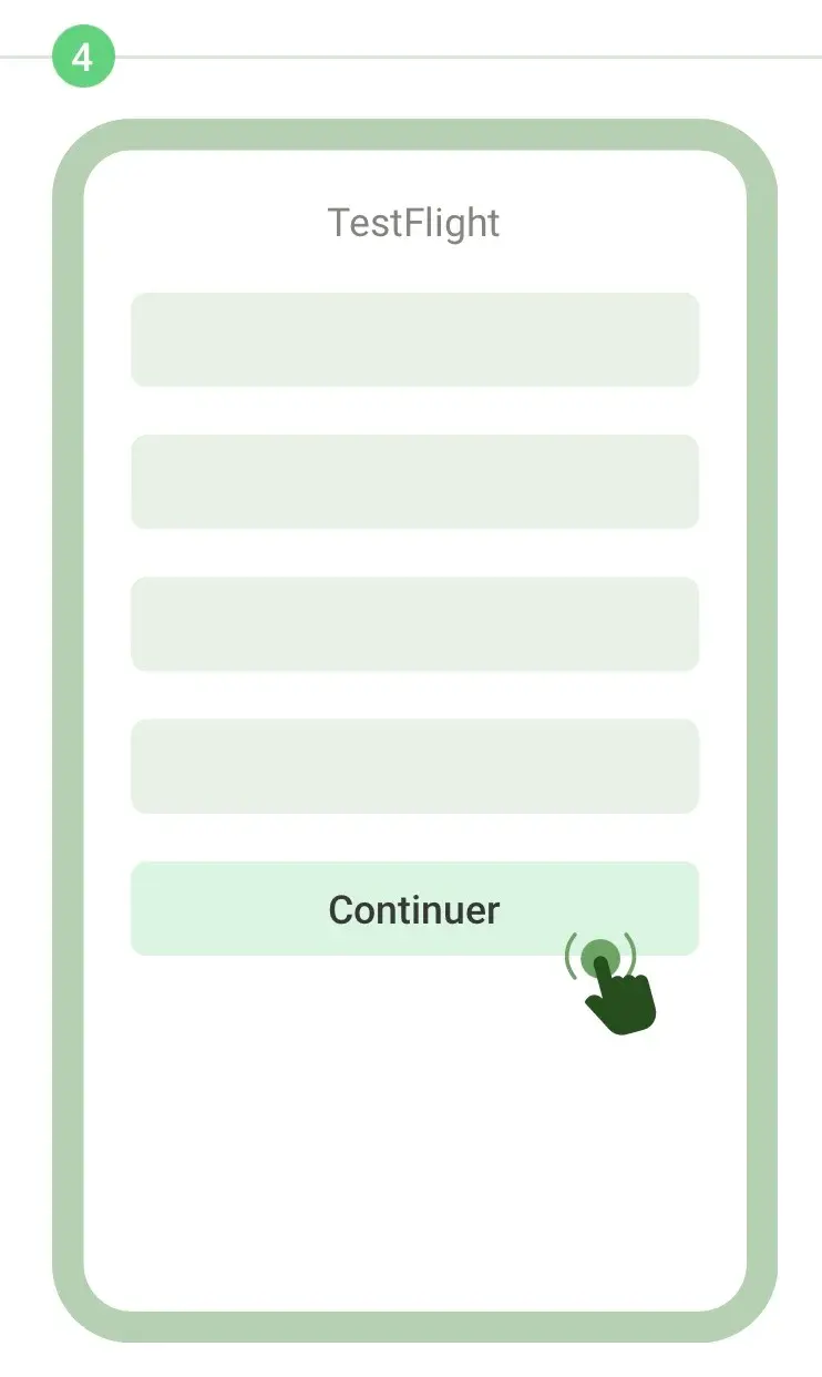 Étape 4 : Appuyez sur « Continuer ». Autorisez ou refusez l’envoi de notifications par TestFlight.