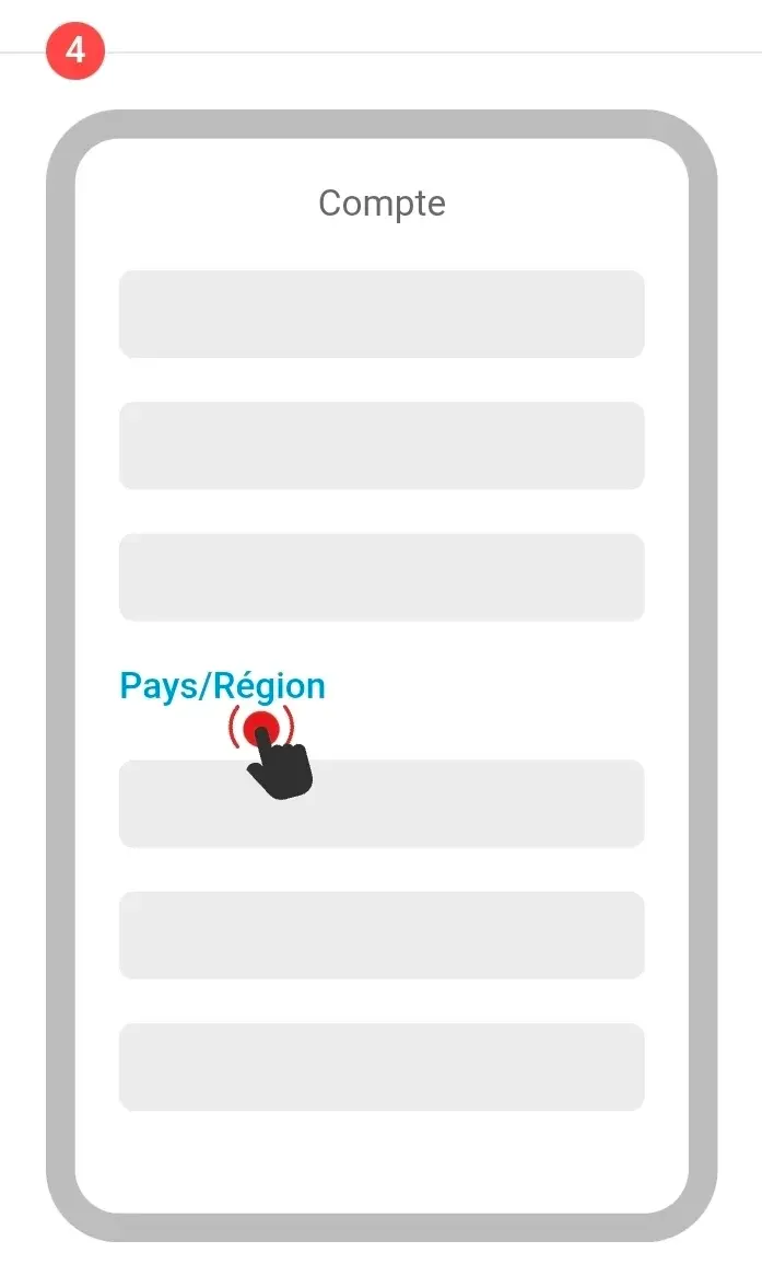 Étape 4 : Sélectionnez « Pays/Région »