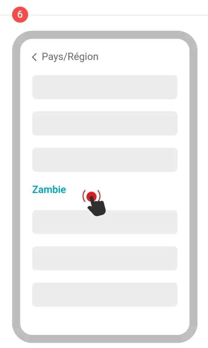 Étape 6 : Sélectionnez la Zambie comme étant votre pays