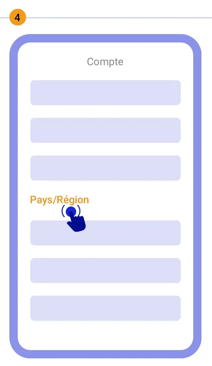 Étape 4 : Sélectionnez « Pays/Région »